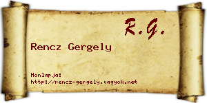 Rencz Gergely névjegykártya